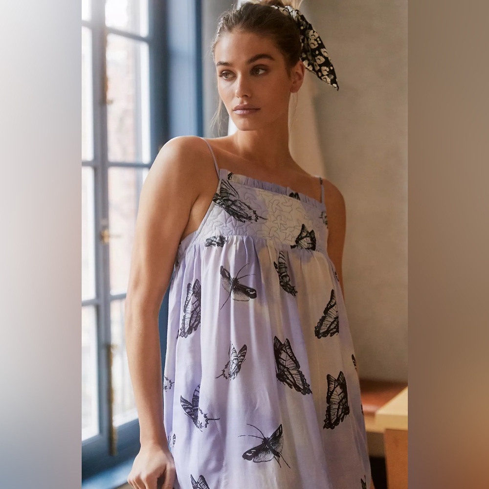 🆕 Anthro Daphne Quilted Top Maxi Summer Sleep Dress. Size Large.
